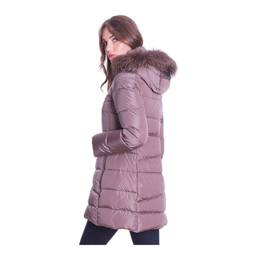 LONG QUILTED DOWN JACKET WITH HOOD AND FUR Add 48 IT showroom.pl
