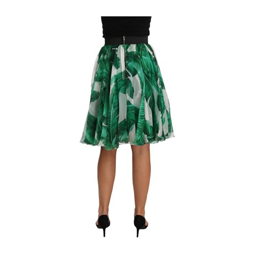 Banana Leaf Crystal Silk Aline Skirt Dolce & Gabbana IT38 | XS wyprzedaż showroom.pl