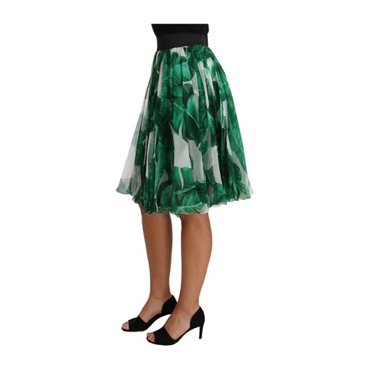 Banana Leaf Crystal Silk Aline Skirt Dolce & Gabbana IT38 | XS promocja showroom.pl