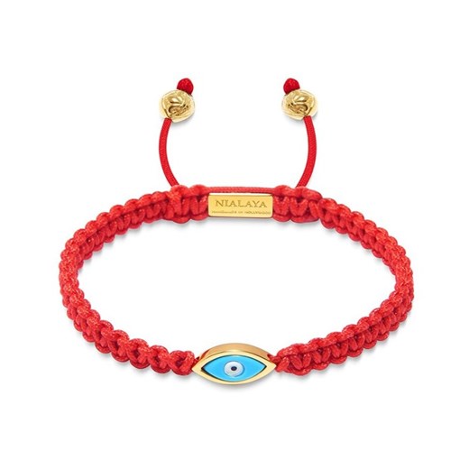Women's Red String Bracelet with Gold Evil Eye Nialaya XS showroom.pl