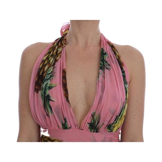 Pineapple-Print Silk-Chiffon Dress Dolce & Gabbana XL promocja showroom.pl