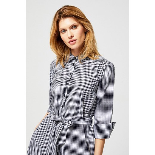Long checkered shirt with waistband Moodo XS showroom.pl
