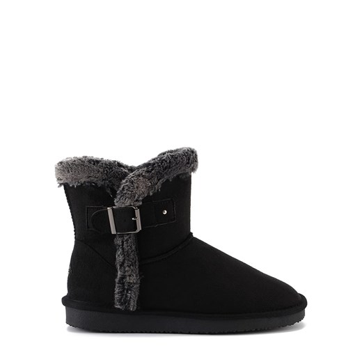 Czarne śniegowce damskie Island Boot bez zapięcia płaskie 