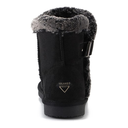 Śniegowce damskie Island Boot płaskie bez zapięcia czarne 