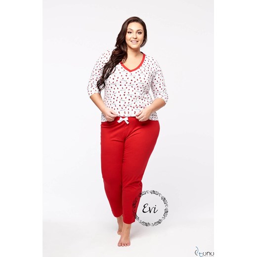 Biało-Czerwona Damska Piżama LADY Plus Size 46 TONO
