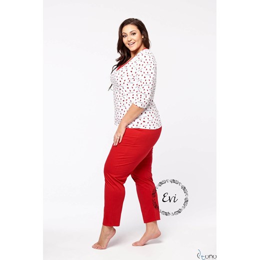 Biało-Czerwona Damska Piżama LADY Plus Size 50 TONO