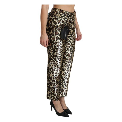 Leopard Sequined High Waist Pants Dolce & Gabbana 48 IT promocja showroom.pl