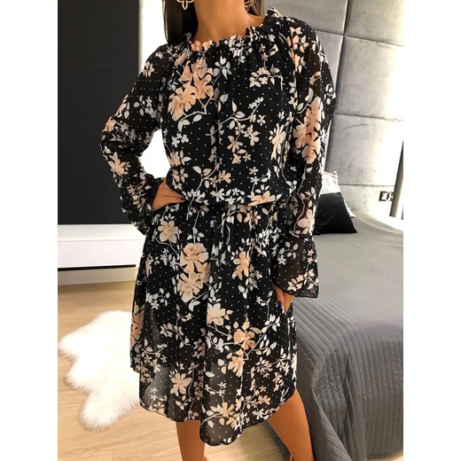 Czarna Sukienka w Kwiaty 4974-05 Modnakiecka.pl 44 ModnaKiecka.pl