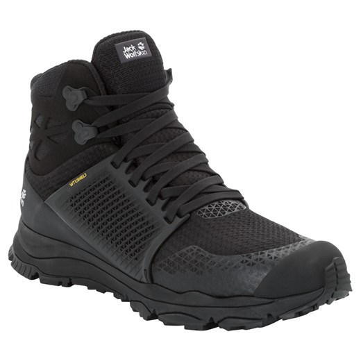Buty męskie za kostkę TRAIL INVADER SHIELD MID M black / black Jack Wolfskin 42 (8 UK) okazyjna cena Jack Wolfskin