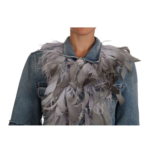Denim Jacket Feathers Embellished Buttons Dolce & Gabbana S okazyjna cena showroom.pl