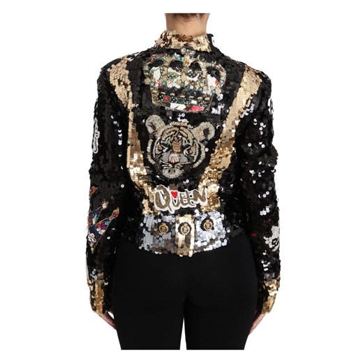 Black Crystal Card Deck Queen Jacket Dolce & Gabbana 46 IT wyprzedaż showroom.pl