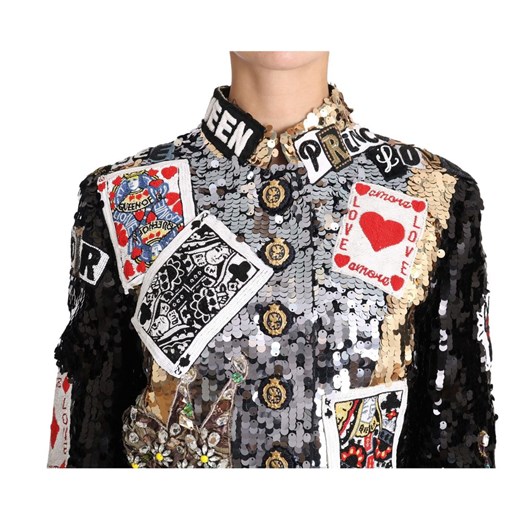 Black Crystal Card Deck Queen Jacket Dolce & Gabbana 46 IT okazja showroom.pl