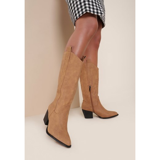 Ciemnobeżowe Kozaki Yeartough Renee 38 renee.pl