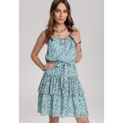 Niebieska Sukienka Vivilia Renee S/M okazyjna cena Renee odzież