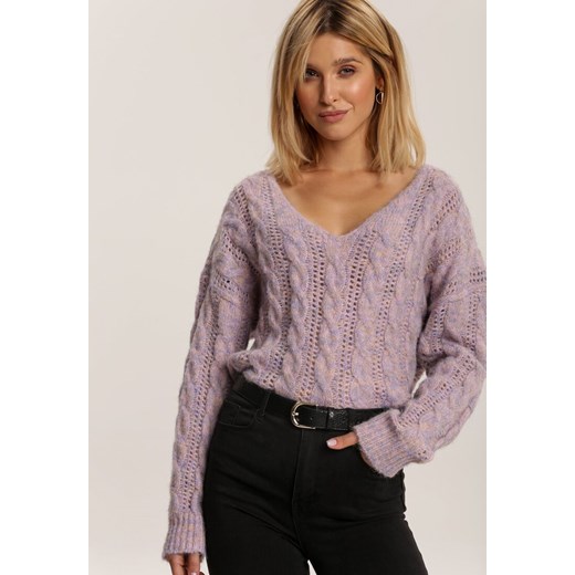 Sweter damski Renee z dekoltem w serek Odzież Damska GF fioletowy AVFO Sweter damski Renee z dekoltem w serek Odzież Damska GF fioletowy AVFO