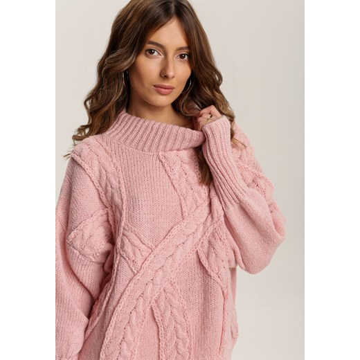 Sweter damski Renee bez wzorów Odzież Damska ED różowy JCBW Sweter damski Renee bez wzorów Odzież Damska ED różowy JCBW