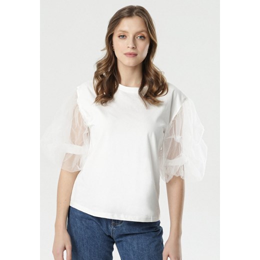 Biała Bluzka Rhemelle ze sklepu Born2be Odzież w kategorii Bluzki damskie - zdjęcie 95001865