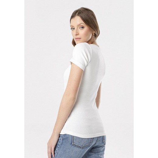 Kremowy T-shirt Blomsea Born2be S/M wyprzedaż Born2be Odzież