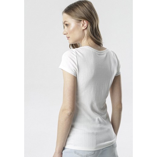 Biały T-shirt Chenelin Born2be S/M wyprzedaż Born2be Odzież