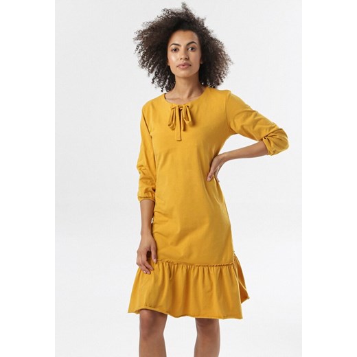 Żółta Sukienka Morgalla Born2be XL wyprzedaż Born2be Odzież