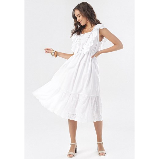 Biała Sukienka Delmanelle ze sklepu Born2be Odzież w kategorii Sukienki - zdjęcie 95014658