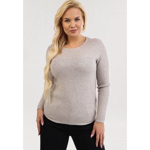 Sweter damski Born2be z okrągłym dekoltem Odzież Damska TF zielony XYQZ Sweter damski Born2be z okrągłym dekoltem Odzież Damska TF zielony XYQZ