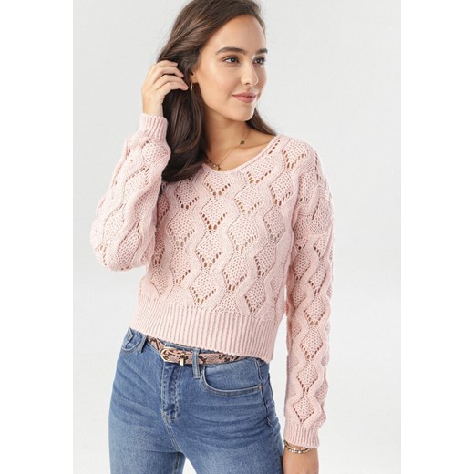Sweter damski Born2be casual z okrągłym dekoltem Odzież Damska VM różowy PAIE Sweter damski Born2be casual z okrągłym dekoltem Odzież Damska VM różowy PAIE