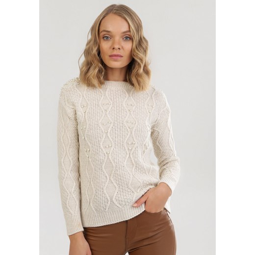 Sweter damski beżowy Born2be bez wzorów Odzież Damska CB beżowy RLGV Sweter damski beżowy Born2be bez wzorów Odzież Damska CB beżowy RLGV