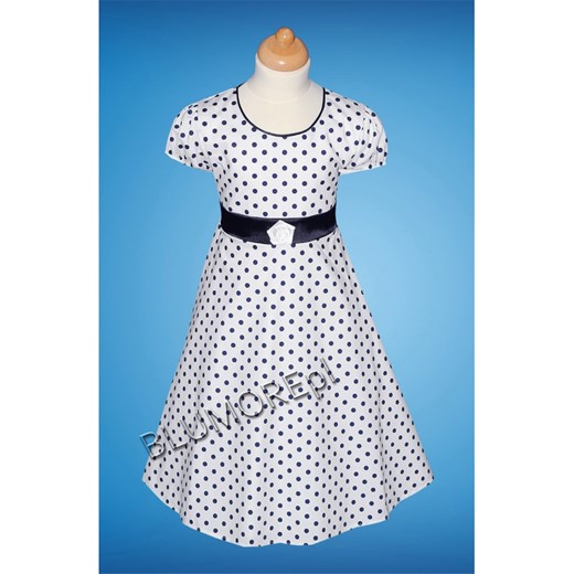 Sukienka w grochy dla dziewczynki 110 i 116 Marcjanna blumore-pl bialy bawełniane