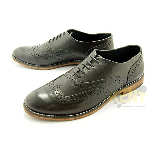 KENT 065N CIEMNY BRĄZ - Klasyka, buty klasyczne w pięknym wydaniu, skóra sklep-obuwniczy-kent szary Spodnie wizytowe męskie