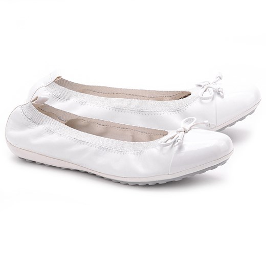 Junior Piuma - Białe Skórzane Baleriny Damskie - J11B0F 00043 C1000 mivo bialy buty na lato