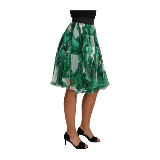 Banana Leaf Crystal Silk Aline Skirt Dolce & Gabbana IT38 | XS wyprzedaż showroom.pl