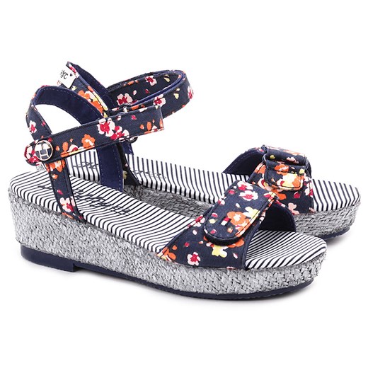 Sue 4D - Granatowe Canvasowe Sandały Dziecięce - FG56817046 mivo-kids bialy buty na lato