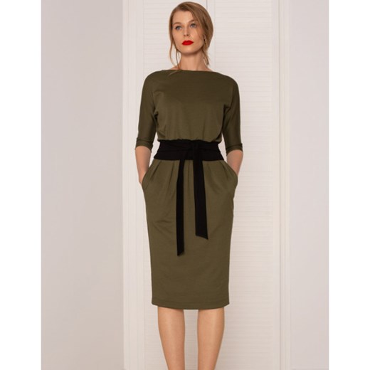 Sukienka Mono Khaki Dark Kasia Miciak Design S showroom.pl