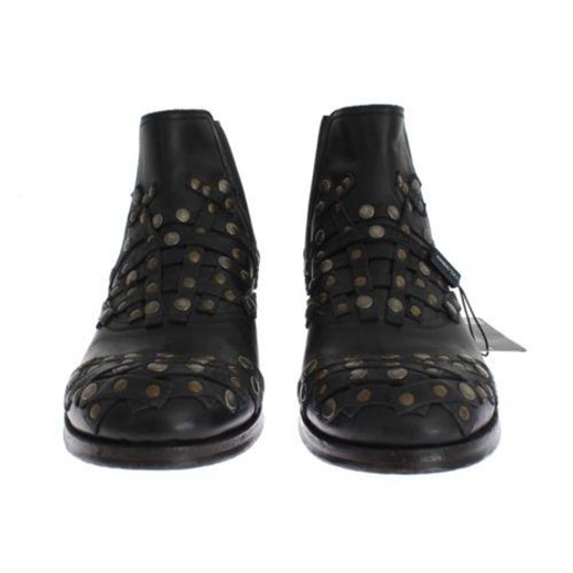 Black Leather Gold Studded Shoes Boots Dolce & Gabbana 40 showroom.pl wyprzedaż