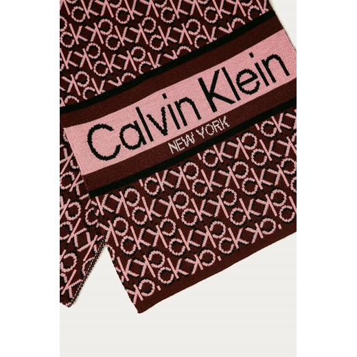 Szalik/chusta Calvin Klein fioletowy z napisami 
