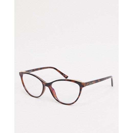 Quay – Please Advise – Damskie okulary typu kocie oczy w szylkretowych oprawkach z filtrem niebieskiego światła-Brązowy Quay Australia No Size Asos Poland
