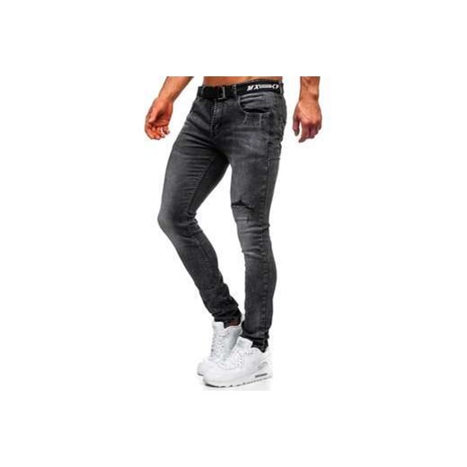 Czarne jeansowe bojówki spodnie męskie slim fit Denley 60026W0 S okazja Denley