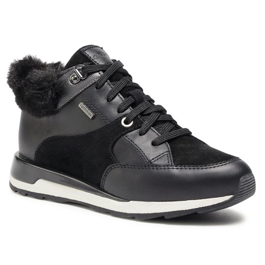 Buty sportowe damskie czarne Geox sneakersy młodzieżowe sznurowane płaskie na jesień 