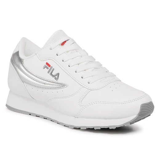Buty sportowe damskie białe Fila sneakersy młodzieżowe sznurowane na wiosnę na platformie bez wzorów 