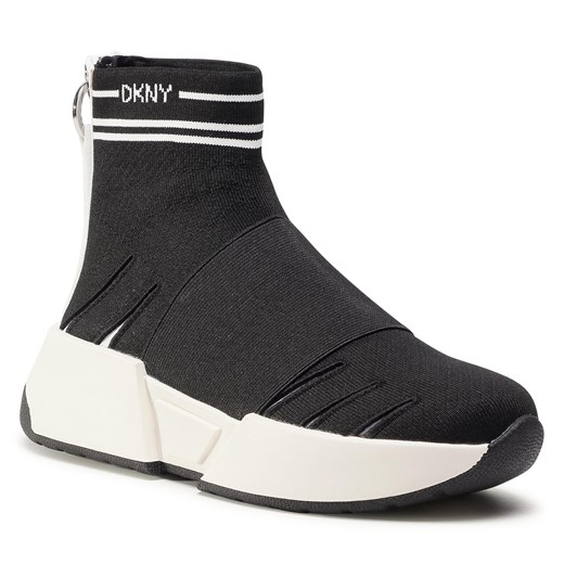 DKNY buty sportowe damskie sneakersy w stylu młodzieżowym czarne bez zapięcia na platformie 