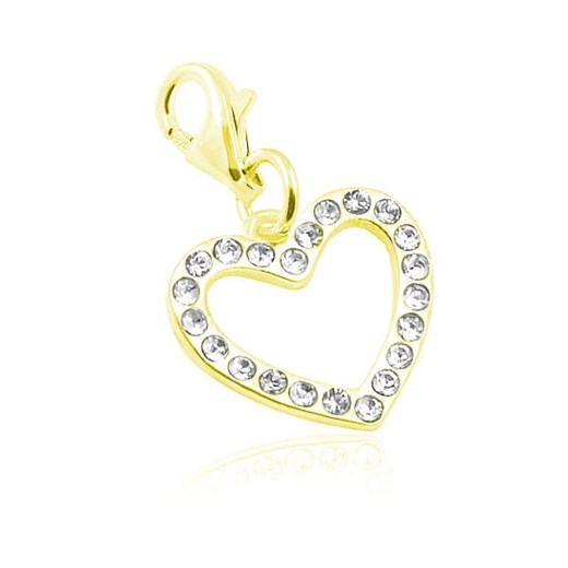 Srebrny Charms do bransoletek Serce z kryształkami Swarovski® - 24k złocenie Lian Art Lian Art