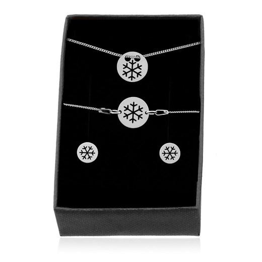 Komplet buiżuterii srebrnej - Śnieżynka - Celebrytka - rodowany Lian Art Lian Art