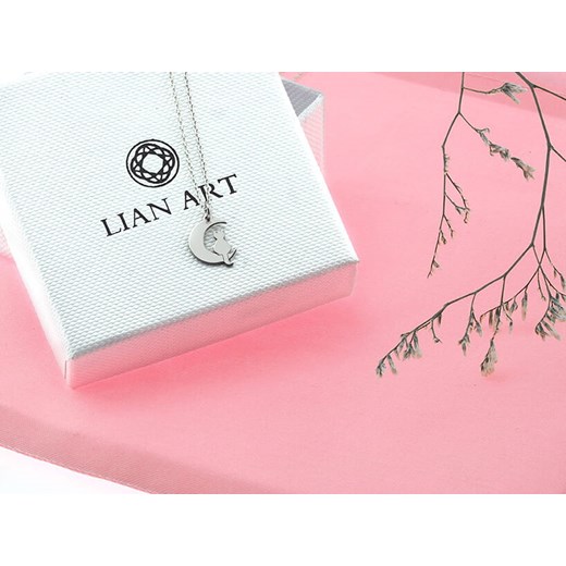 Srebrny naszyjnik z kotkiem na księżycu - rodowany Lian Art Lian Art
