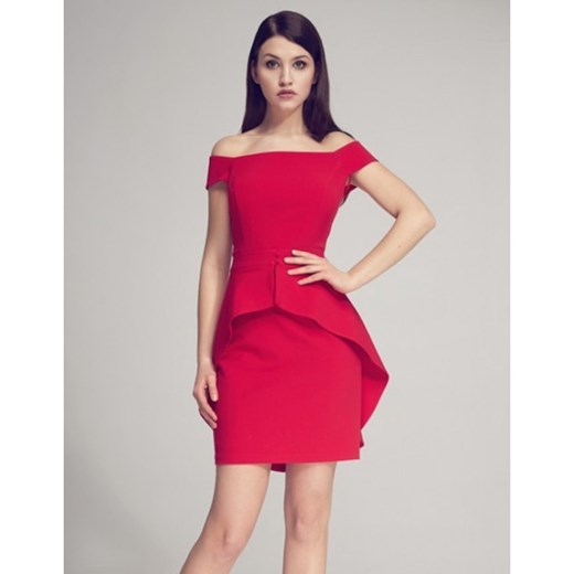 Sukienka Kasia Zapała czerwona z krótkimi rękawami mini na randkę elegancka 
