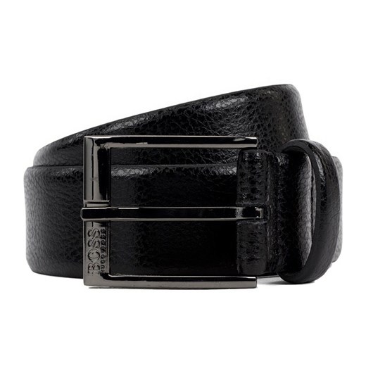 Textured leather belt with gunmetal buckle Elloy Sz35 50386188 Hugo Boss 120 cm showroom.pl