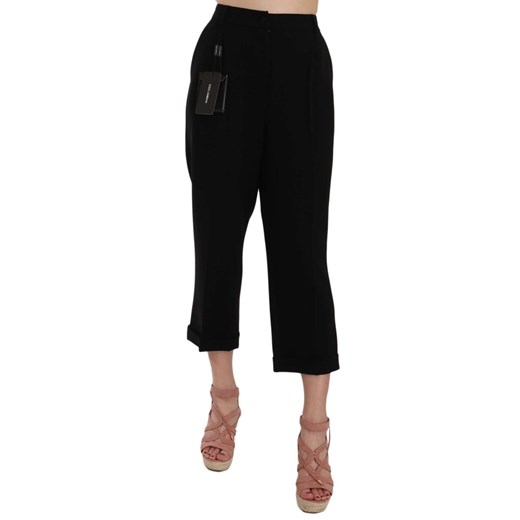 Black Wool Cuffed Cropped Capri Pants Dolce & Gabbana 2XL promocja showroom.pl