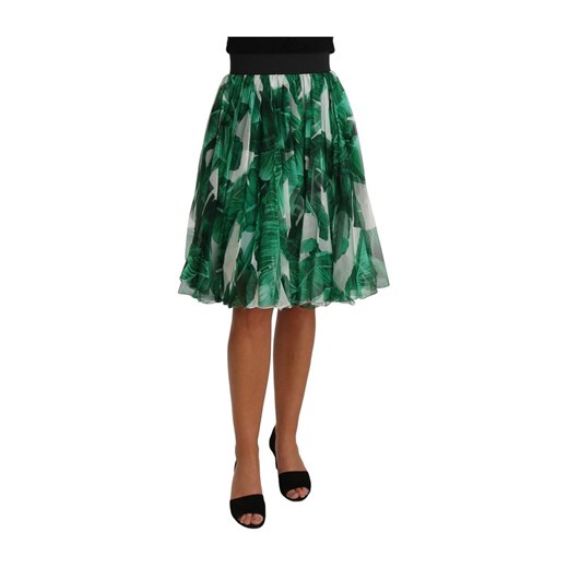 Banana Leaf Crystal Silk Aline Skirt Dolce & Gabbana IT38 | XS okazja showroom.pl