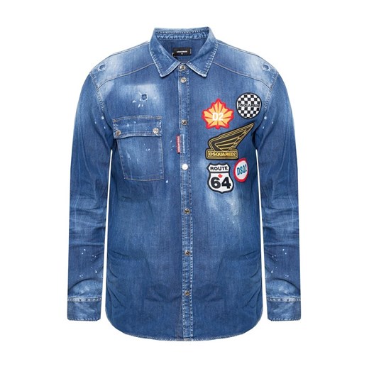 Jeansowa koszula z naszywkami Dsquared2 46 promocyjna cena showroom.pl