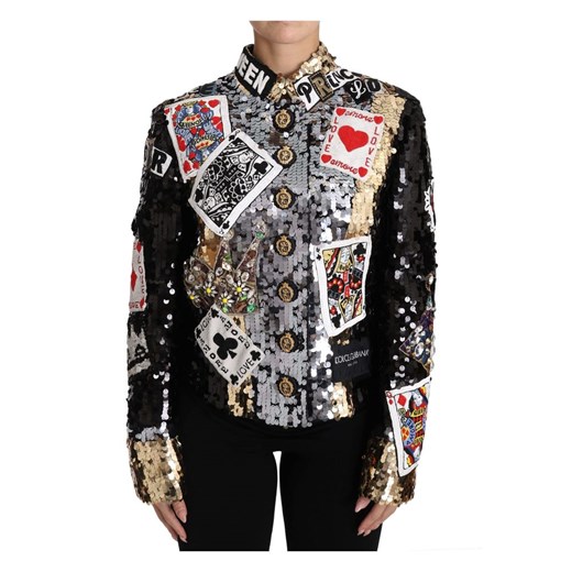Black Crystal Card Deck Queen Jacket Dolce & Gabbana 46 IT showroom.pl wyprzedaż
